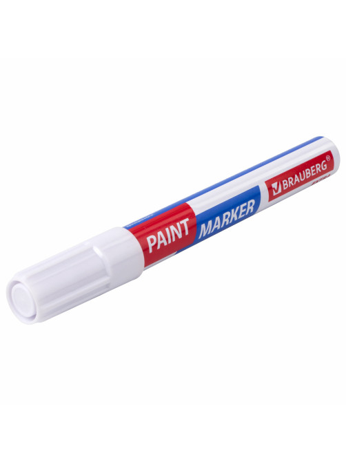 Маркер-краска лаковый EXTRA (paint marker) 4 мм, БЕЛЫЙ, УСИЛЕННАЯ НИТРО-ОСНОВА, BRAUBERG, 151978