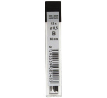 Грифели запасные 0,5 мм, B, KOH-I-NOOR, КОМПЛЕКТ 12 шт., 4152/B, 415200B005PKRU