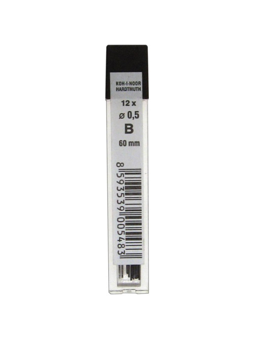 Грифели запасные 0,5 мм, B, KOH-I-NOOR, КОМПЛЕКТ 12 шт., 4152/B, 415200B005PKRU