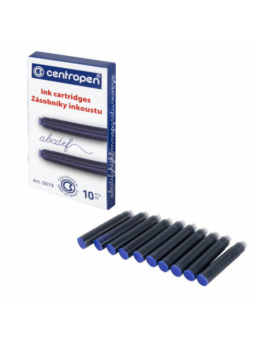 Картриджи чернильные СИНИЕ CENTROPEN, КОМПЛЕКТ 10 шт., 1 0019 1002