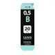 Грифели запасные 0,5 мм, B, BRAUBERG, КОМПЛЕКТ 20 шт., 