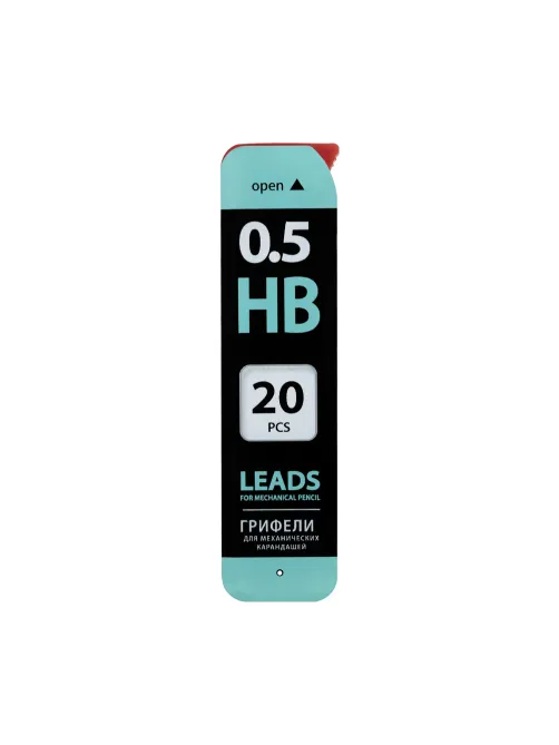 Грифели запасные 0,5 мм, HB, BRAUBERG, КОМПЛЕКТ 20 шт., 