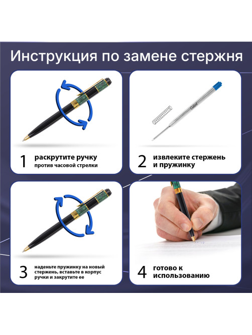 Стержень шариковый тип PARKER, СИНИЙ, пишущий узел 0,7 мм, металл, 98 мм, блистер, GALANT, 170384