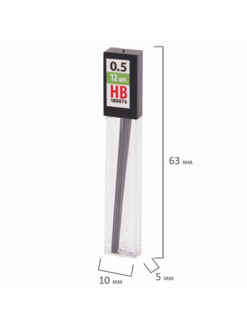 Грифели запасные 0,5 мм, HB, STAFF 