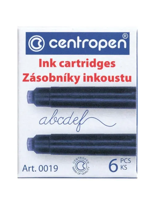 Картриджи чернильные СИНИЕ CENTROPEN, КОМПЛЕКТ 6 шт., 0019/6, 1 0019 0601