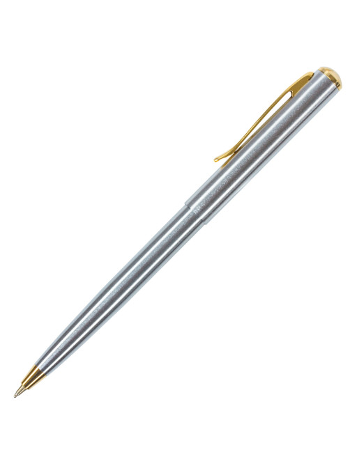 Ручка подарочная шариковая BRAUBERG Maestro, СИНЯЯ, корпус серебристый с золотистым, линия письма 0,5 мм, 143468
