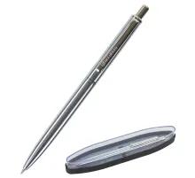 Ручка подарочная шариковая BRAUBERG Larghetto, СИНЯЯ, корпус серебристый с хромированными деталями, линия письма 0,5 мм, 143474