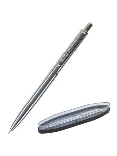 Ручка подарочная шариковая BRAUBERG Larghetto, СИНЯЯ, корпус серебристый с хромированными деталями, линия письма 0,5 мм, 143474