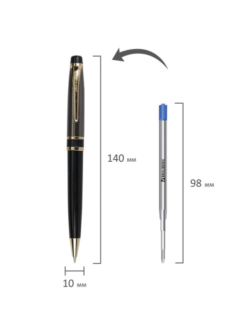 Ручка подарочная шариковая BRAUBERG Sonata, СИНЯЯ, корпус золотистый с черным, линия письма 0,5 мм, 143483