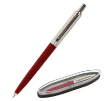 Ручка подарочная шариковая BRAUBERG Soprano, СИНЯЯ, корпус серебристый с бордовым, 0,5мм, 143485