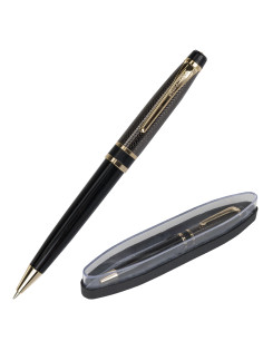 Ручка подарочная шариковая BRAUBERG Sonata, СИНЯЯ, корпус золотистый с черным, линия письма 0,5 мм, 143483