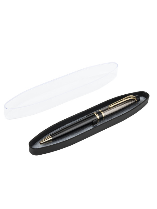 Ручка подарочная шариковая BRAUBERG Sonata, СИНЯЯ, корпус золотистый с черным, линия письма 0,5 мм, 143483