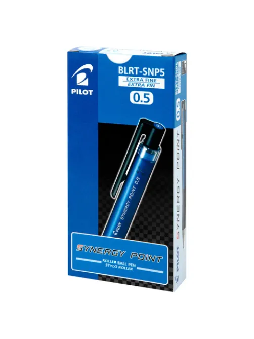 Ручка гелевая автоматическая PILOT Synergy Point, СИНЯЯ, корпус синий, линия 0,25 мм, BLRT-SNP5 L
