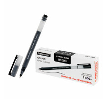 Ручки гелевые BRAUBERG X-WRITER 1800, УВЕЛИЧЕННАЯ ДЛИНА ПИСЬМА 1 800 м, ЧЕРНЫЕ, КОМПЛЕКТ 10 ШТУК, стандартный узел 0,5 мм, 144138