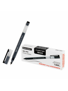 Ручки гелевые BRAUBERG X-WRITER 1800, УВЕЛИЧЕННАЯ ДЛИНА ПИСЬМА 1 800 м, ЧЕРНЫЕ, КОМПЛЕКТ 10 ШТУК, стандартный узел 0,5 мм, 144138