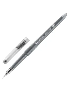 Ручка гелевая BRAUBERG DIAMOND, ЧЕРНАЯ, игольчатый узел 0,5 мм, линия письма 0,25 мм, 143379