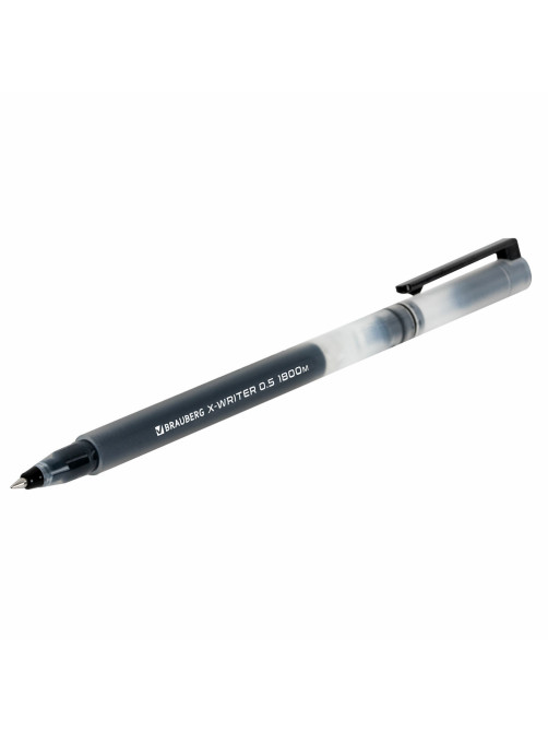 Ручки гелевые BRAUBERG X-WRITER 1800, УВЕЛИЧЕННАЯ ДЛИНА ПИСЬМА 1 800 м, ЧЕРНЫЕ, КОМПЛЕКТ 10 ШТУК, стандартный узел 0,5 мм, 144138