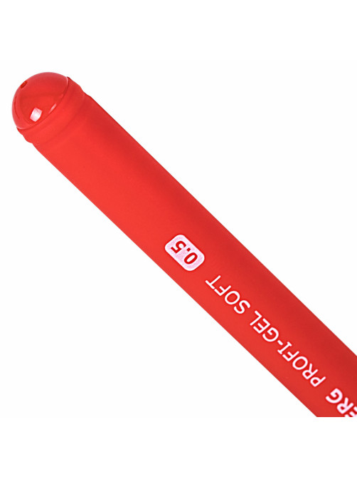 Ручка гелевая BRAUBERG Profi-Gel SOFT, КРАСНАЯ, линия письма 0,4 мм, стандартный наконечник 0,5 мм, прорезиненный корпус SOFT-TOUCH, 144131