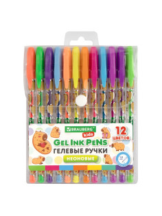 Ручки гелевые НЕОНОВЫЕ BRAUBERG KIDS 