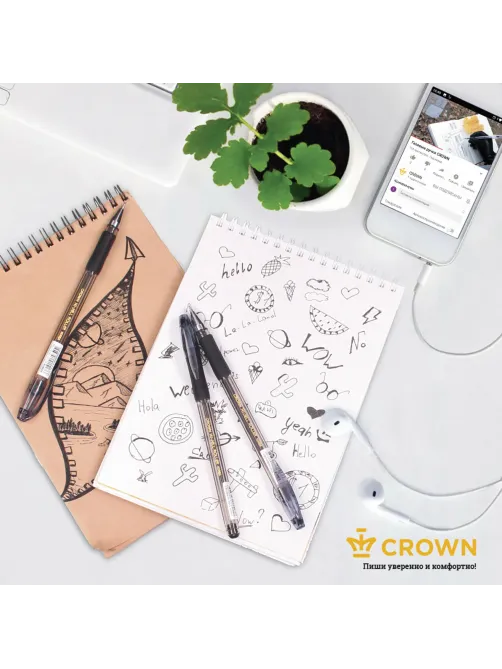 Ручка гелевая с грипом CROWN 