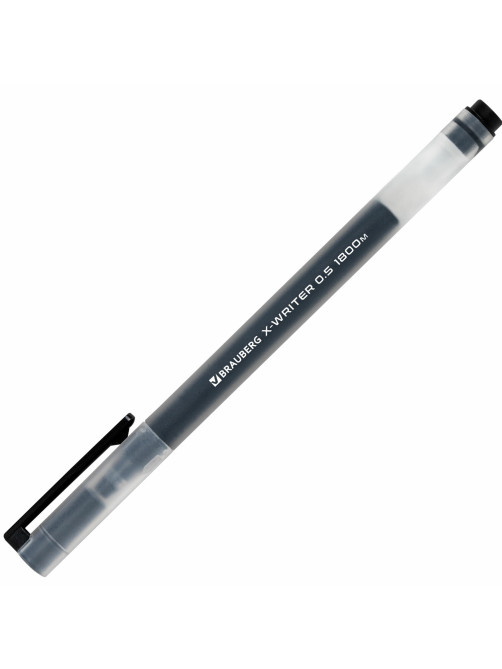 Ручки гелевые BRAUBERG X-WRITER 1800, УВЕЛИЧЕННАЯ ДЛИНА ПИСЬМА 1 800 м, ЧЕРНЫЕ, КОМПЛЕКТ 10 ШТУК, стандартный узел 0,5 мм, 144138