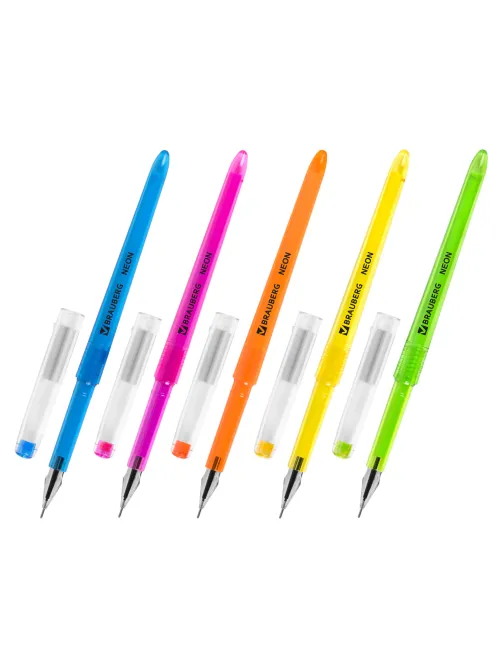 Ручка гелевая BRAUBERG DIAMOND NEON, ЧЕРНАЯ, корпус ассорти, игольчатый узел 0,5 мм, линия письма 0,25 мм, 144132