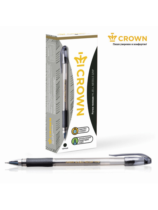 Ручка гелевая с грипом CROWN 