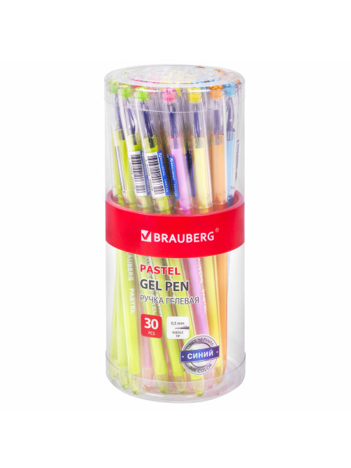 Ручка гелевая BRAUBERG DIAMOND PASTEL, СИНЯЯ, корпус ассорти, игольчатый узел 0,5 мм, линия письма 0,25 мм, 144133