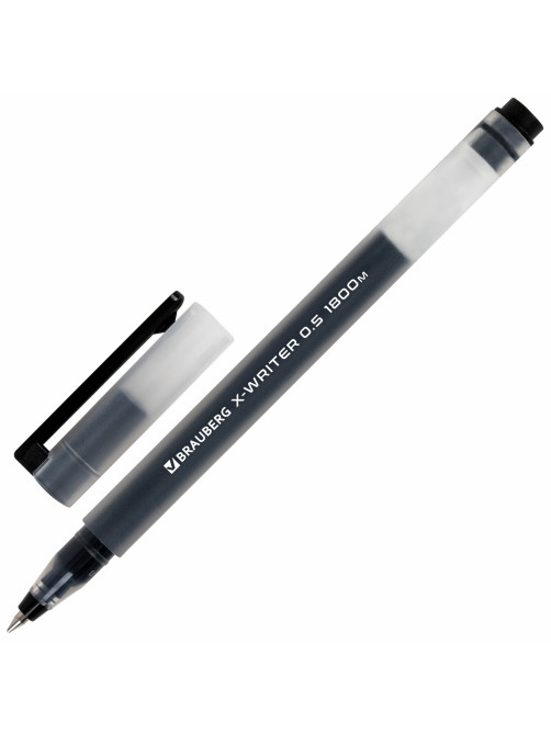 Ручки гелевые BRAUBERG X-WRITER 1800, УВЕЛИЧЕННАЯ ДЛИНА ПИСЬМА 1 800 м, ЧЕРНЫЕ, НАБОР 4 ШТУКИ, стандартный узел 0,5 мм, 144136