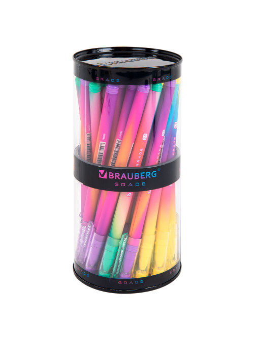 Ручка гелевая BRAUBERG GRADE NEON, ЧЕРНАЯ, игольчатый узел 0,5 мм, линия письма 0,3 мм, 144285