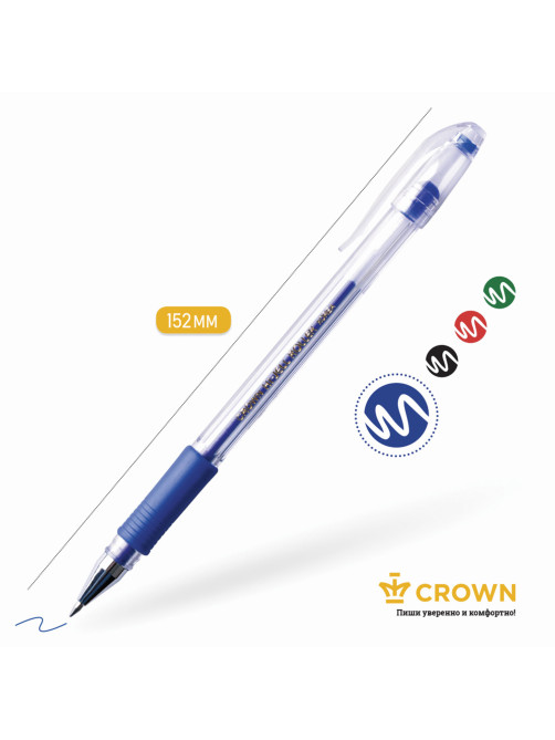 Ручка гелевая с грипом CROWN 