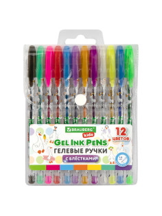 Ручки гелевые С БЛЕСТКАМИ BRAUBERG KIDS 