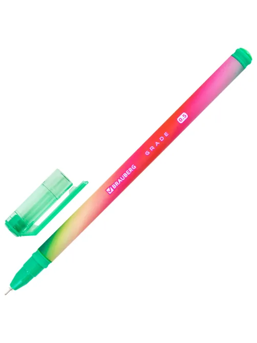 Ручка гелевая BRAUBERG GRADE NEON, ЧЕРНАЯ, игольчатый узел 0,5 мм, линия письма 0,3 мм, 144285