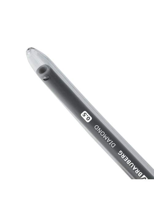 Ручка гелевая BRAUBERG DIAMOND, ЧЕРНАЯ, игольчатый узел 0,5 мм, линия письма 0,25 мм, 143379