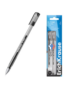 Ручки гелевые для ЕГЭ и ОГЭ ERICH KRAUSE G-Tone Stick Original, 0,5 мм, ЧЕРНЫЕ, набор 2 штуки, 39516