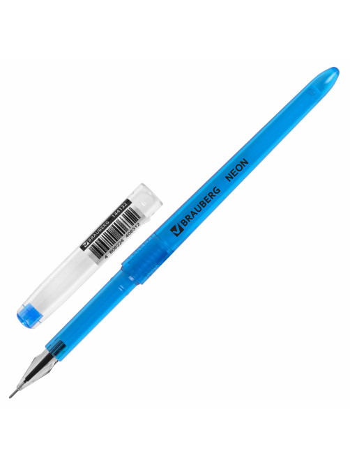 Ручка гелевая BRAUBERG DIAMOND NEON, ЧЕРНАЯ, корпус ассорти, игольчатый узел 0,5 мм, линия письма 0,25 мм, 144132
