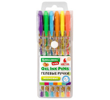 Ручки гелевые НЕОНОВЫЕ BRAUBERG KIDS 