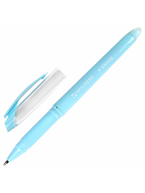 Ручка стираемая гелевая с грипом BRAUBERG X-ERASE PASTEL, СИНЯЯ, узел 0,7 мм, линия 0,35 мм, 143953