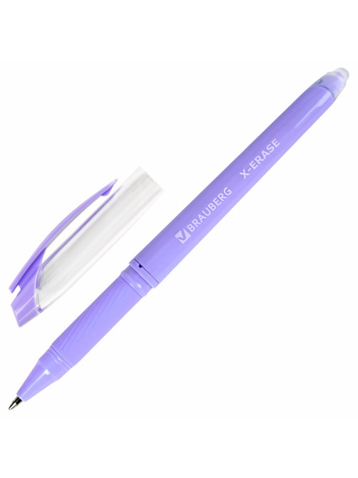 Ручка стираемая гелевая с грипом BRAUBERG X-ERASE PASTEL, СИНЯЯ, узел 0,7 мм, линия 0,35 мм, 143953