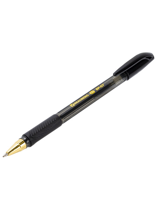 Ручка шариковая BRAUBERG BP-GT GLD BLACK, ЧЕРНАЯ, корпус тонированный, пишущий узел 0,7 мм, линия письма 0,35 мм, 144507