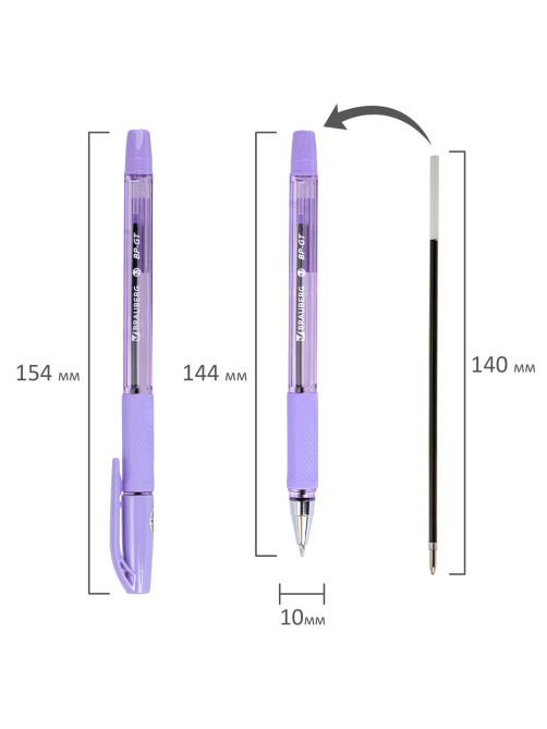 Ручка шариковая BRAUBERG BP-GT PASTEL, СИНЯЯ, корпус ассорти, пишущий узел 0,7 мм, линия письма 0,35 мм, 144503