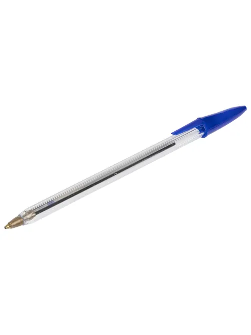 Ручка шариковая STAFF Basic Budget BP-02, письмо 500 м, СИНЯЯ, длина корпуса 13,5 см, линия письма 0,5 мм, 143758