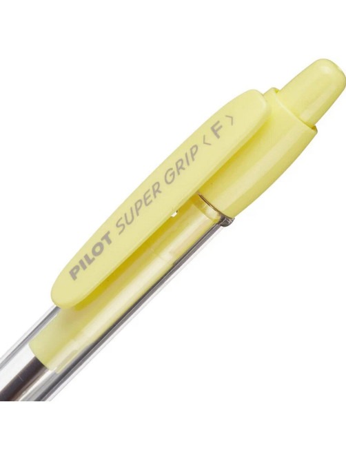 Ручка шариковая автоматическая с грипом PILOT Super Grip, СИНЯЯ, желтые детали, линия 0,22 мм, BPGP-10R-F, BPGP-10R-F Y