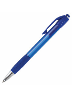 Ручка шариковая автоматическая с грипом BRAUBERG SUPER, СИНЯЯ, корпус синий, узел 0,7 мм, линия письма 0,35 мм, 143374