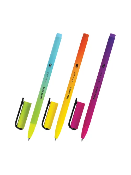 Ручка шариковая BRAUBERG GRADE, СИНЯЯ, корпус soft-touch, пишущий узел 0,7 мм, линия письма 0,35 мм, 144207