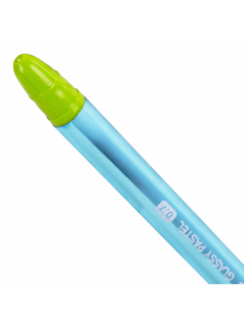 Ручка шариковая масляная с грипом BRAUBERG GLASSY PASTEL MIX, СИНЯЯ, корпус ассорти, линия 0,35 мм,144105