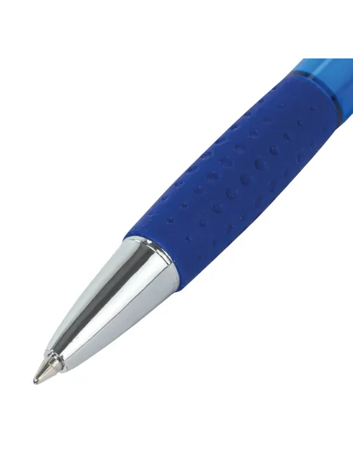 Ручка шариковая автоматическая с грипом BRAUBERG SUPER, СИНЯЯ, корпус синий, узел 0,7 мм, линия письма 0,35 мм, 143374