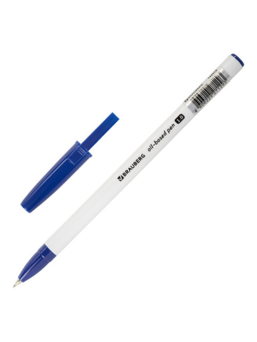 Ручка шариковая масляная BRAUBERG Stick Medium, СИНЯЯ, узел 1 мм, линия письма 0,5 мм, 143419