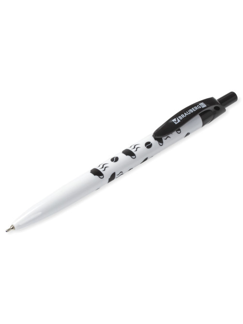 Ручка шариковая масляная автоматическая BRAUBERG BLACK&WHITE 