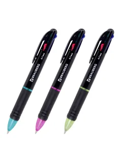 Ручка многоцветная шариковая автоматическая MULTICOLOR 4 ЦВЕТА, узел 0,7 мм, корпус ассорти, BRAUBERG, 143936